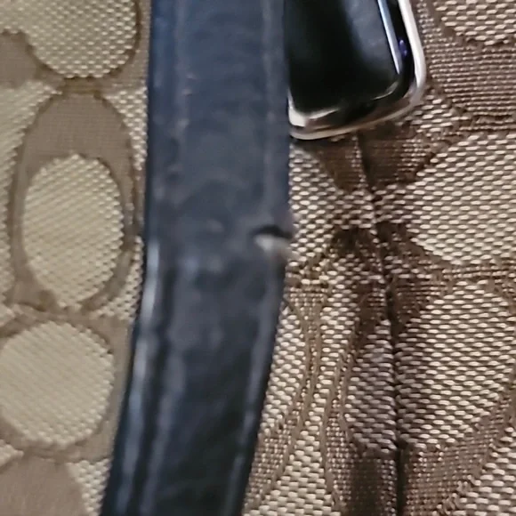 SOLD Coach Shoulder Bag Brown and Tan Signature Leather and Canvas Monogram - Picture 12 of 12